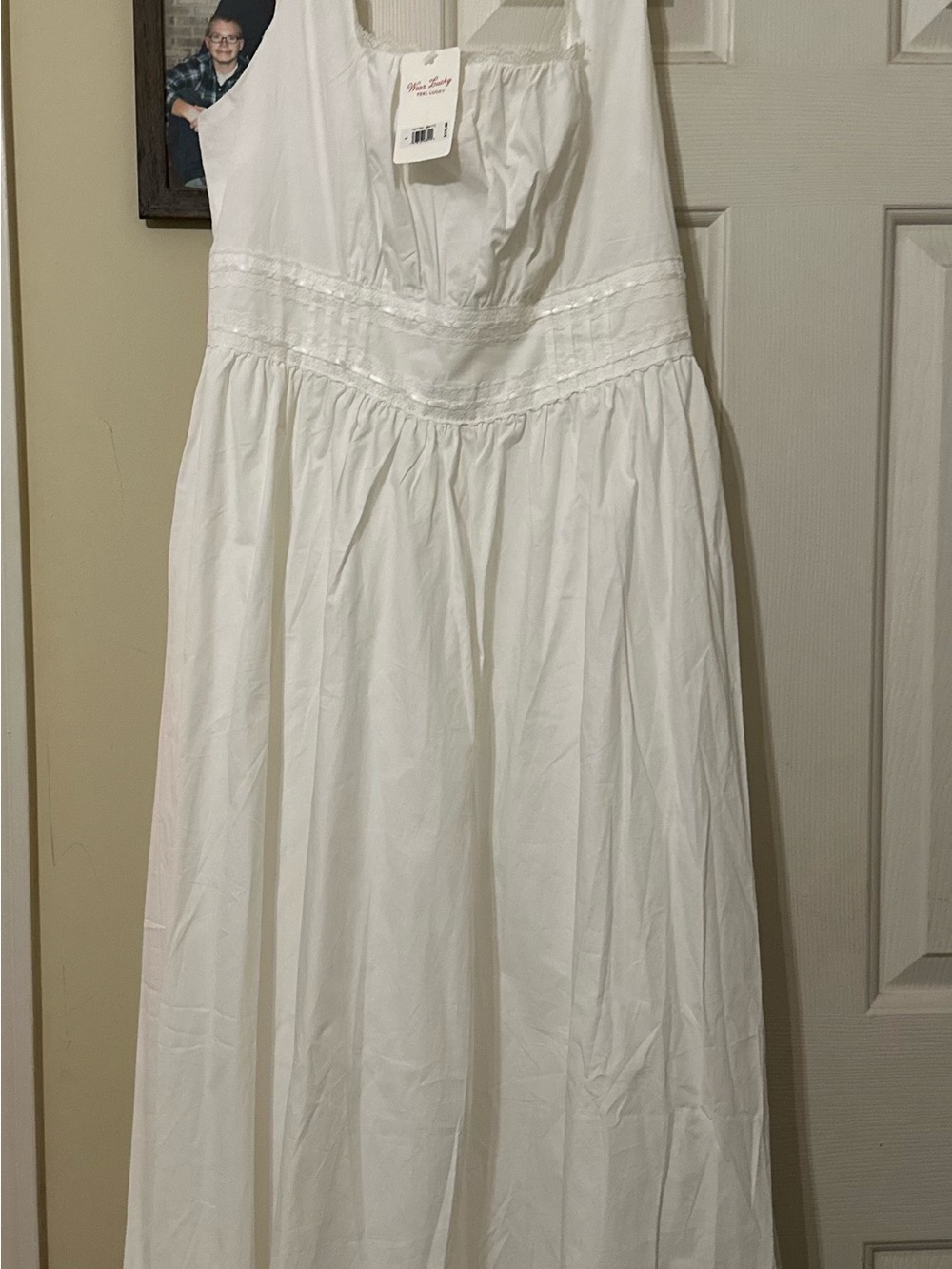 ☘️NWT☘️ Lucky Brand ☘️ White Sleeveless Midi Dress with Lace Waist